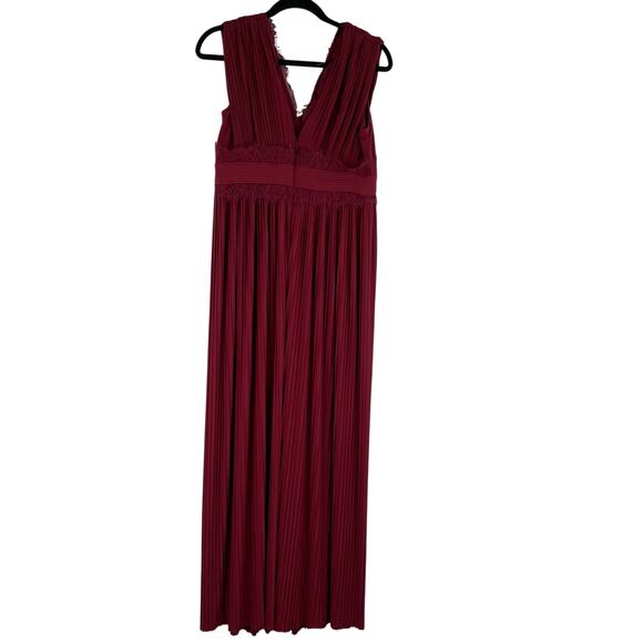 ASOS Maroon Pleated Lace Empire Waist Maxi Dress Women's Size 8 Wedding Bridal - Picture 6 of 13
